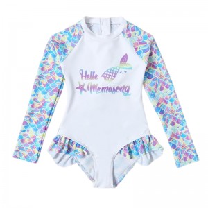 Girls One piece long sleeve swimsuit cute swimwear