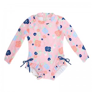 Girls One piece long sleeve swimsuit cute swimwear