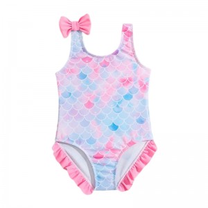 Girls Full printing design One piece Swimsuit